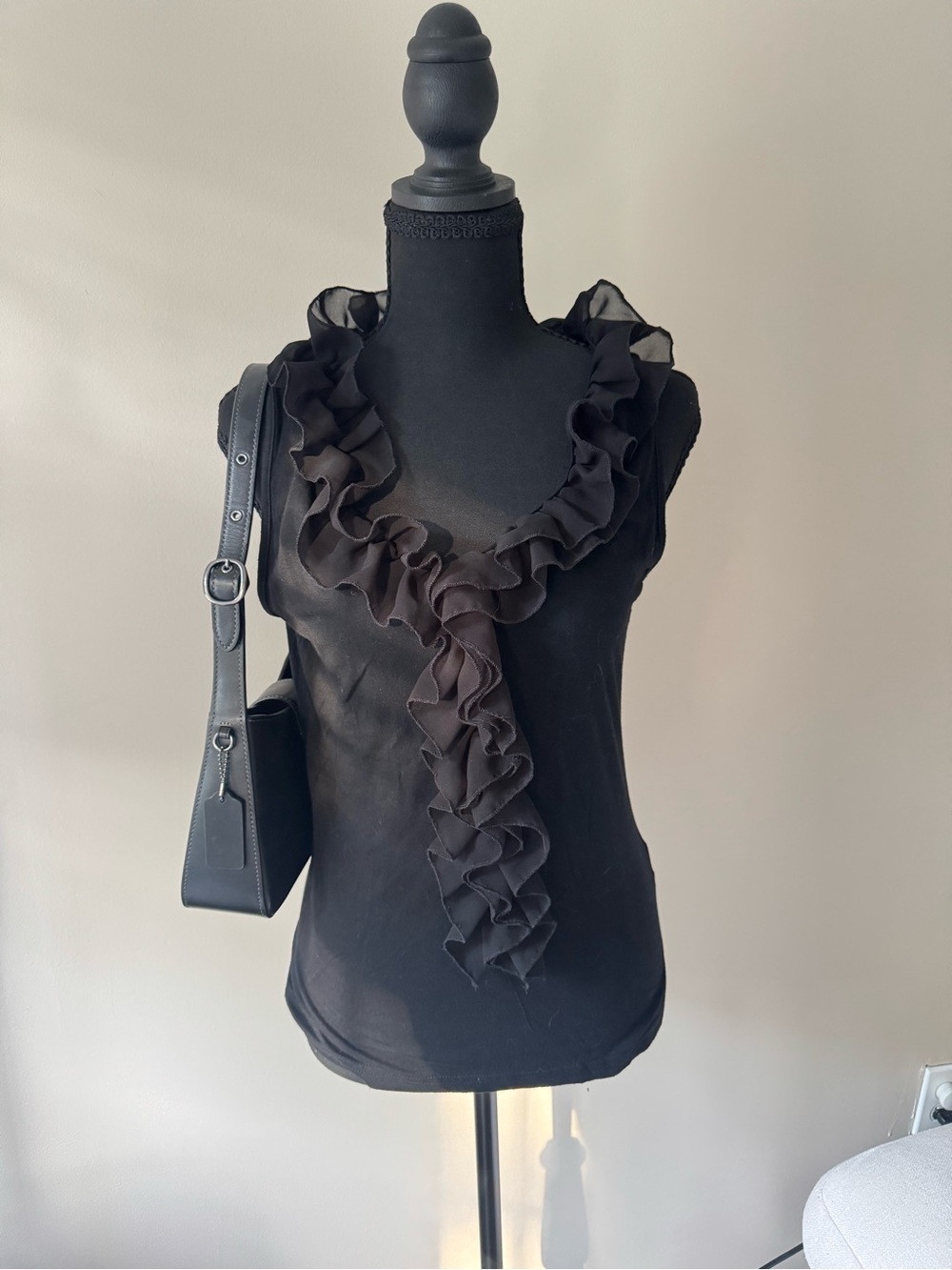 VILA Black Sleeveless Ruffle V-Neck Camisole